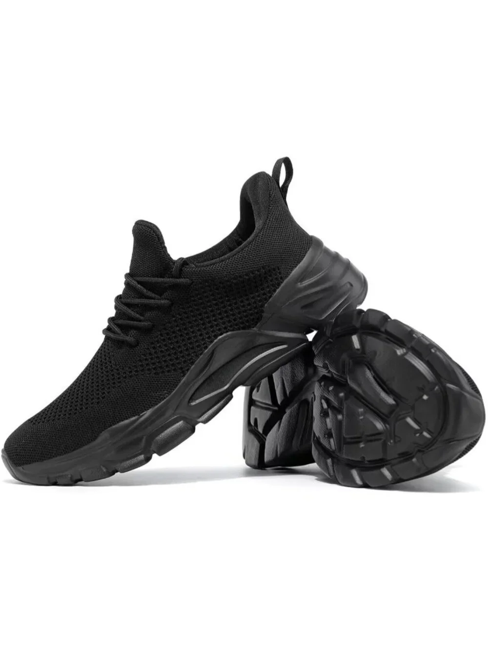 🆕Men's Dark Black Slip on Walking Shoes Ultra Light Breathable Running Shoes